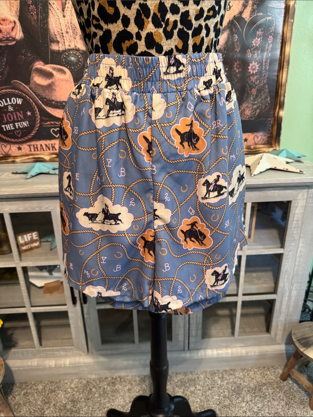 Printed Blue Rope-Pattern Bermudas Shorts
